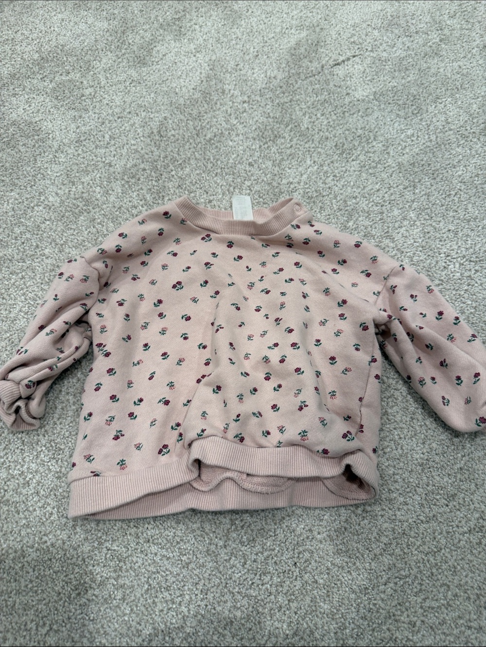 Girls' Pink Floral Sweatshirt crewneck